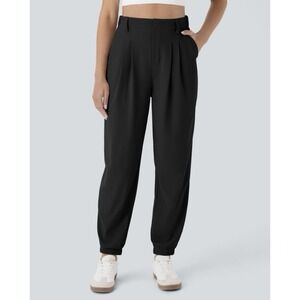 Halara‎ High Waisted Tapered Waffle Casual Joggers with Pocket Black Size Medium